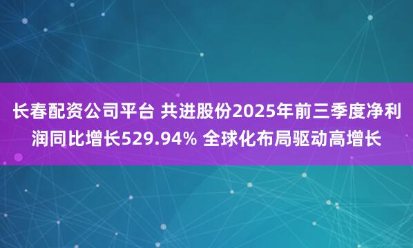 长春配资公司平台 共进股份2025年前三季度净利润同比增长529.94% 全球化布局驱动高增长